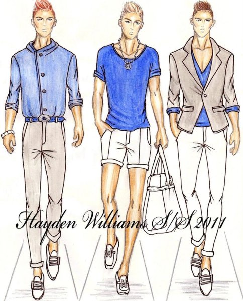 Зарисовка моделей одежды для мальчика подростка