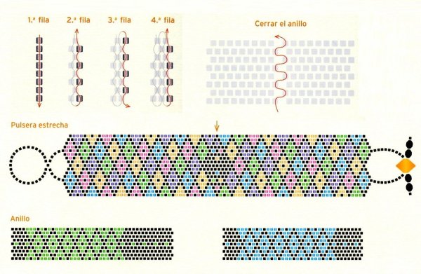 Мозаичное плетение бисером схемы браслеты