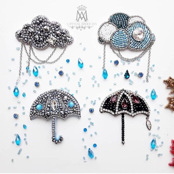 Зонтик эскиз для броши