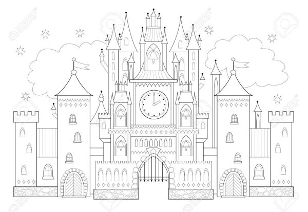 Готический замок разукрашки для детей