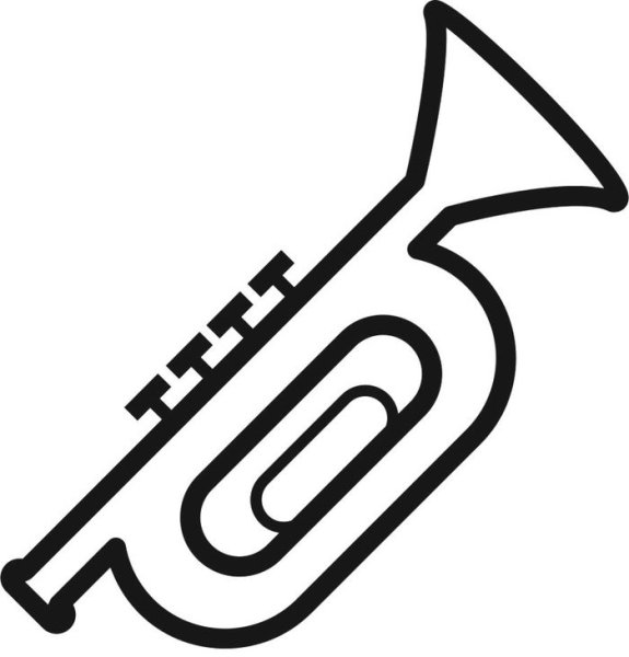 Раскраска труба музыкальный инструмент