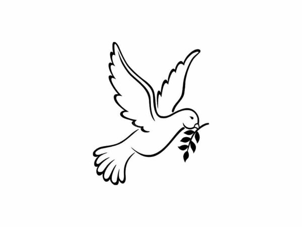 Голубь с веточкой трафарет