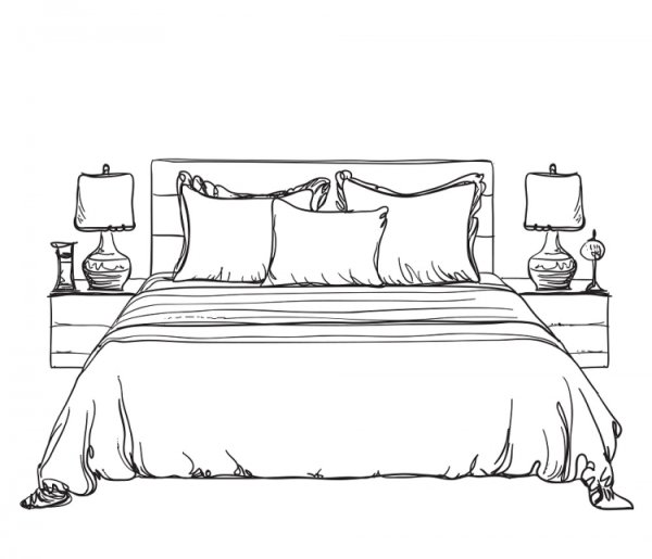 Нарисовать кровать для детей