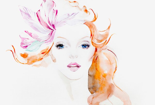 Женщина Весна акварель