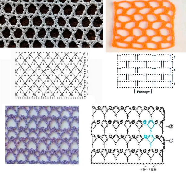 Ленточное кружево спицами схемы и модели