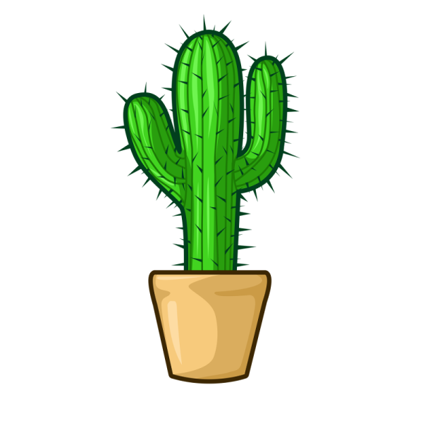 Кактус в горшке мультяшный