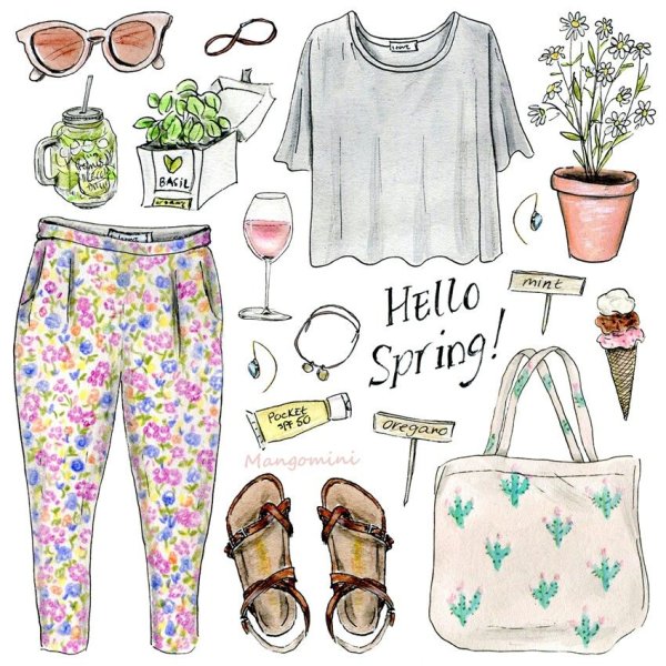 Рисунки модных вещей