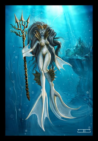 Эскиз русалки для рисования