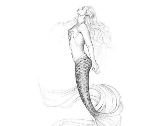 Русалка карандашом голая