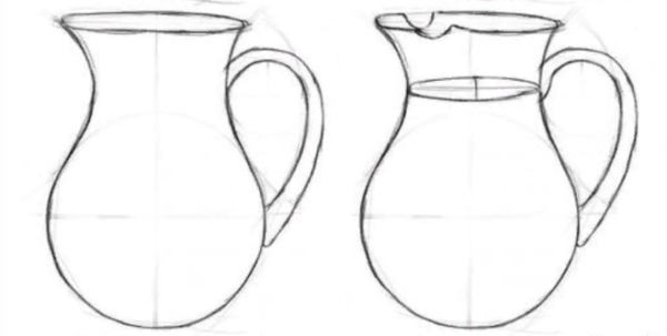 Поэтапное рисование кувшина для детей