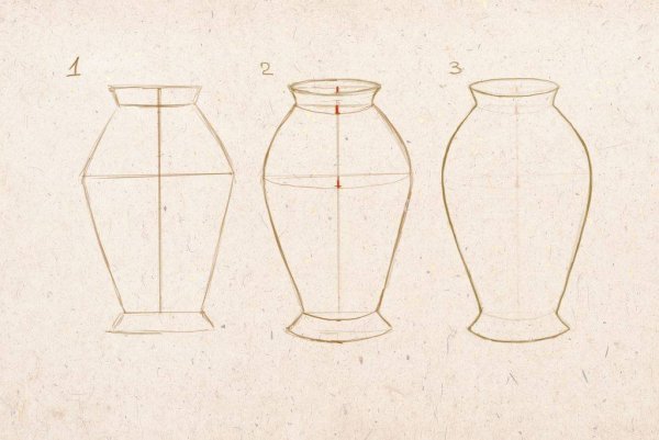 Этапы рисования вазы