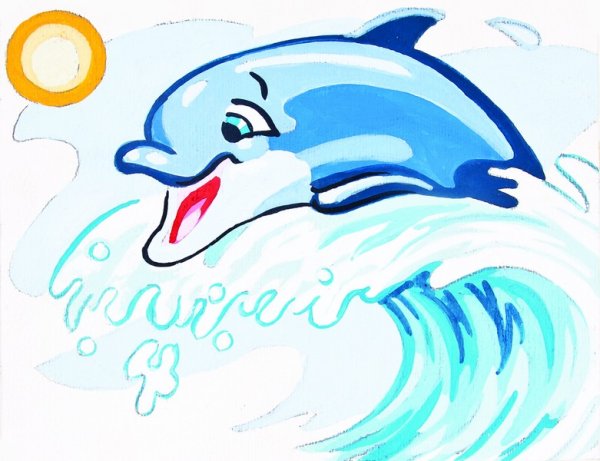 Дельфин детский рисунок