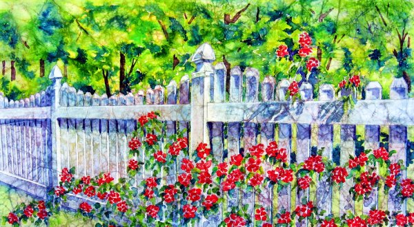 Живопись забор в цветах