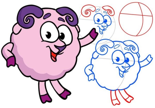 Смешарики Бараш для срисовки