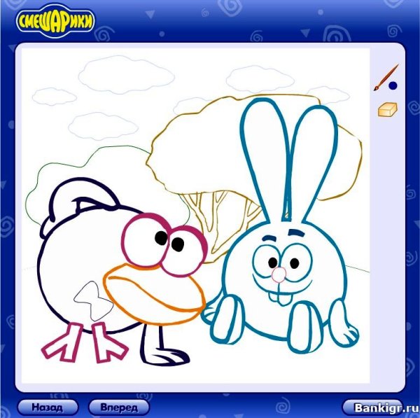 Смешарики раскраска цветная