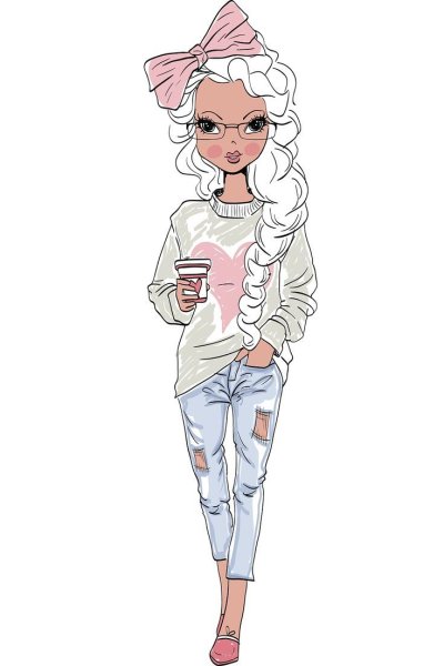 Девушка модница рисунок