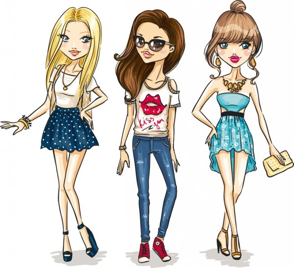 Рисованные стильные девочки