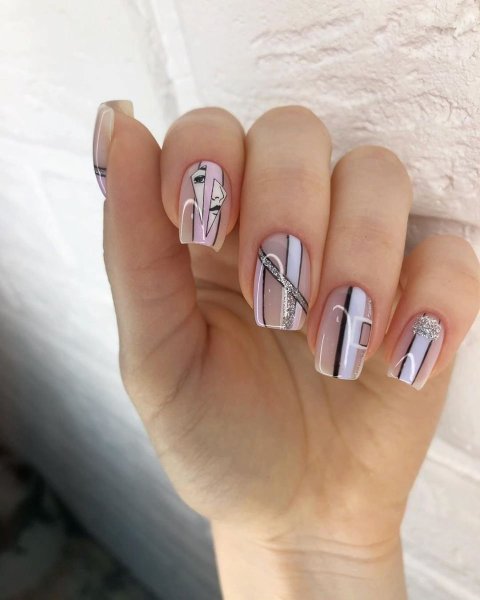 Маникюр квадратная форма необычный