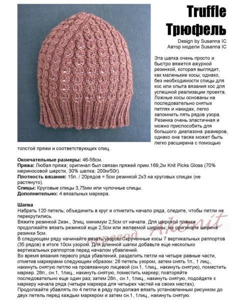 Вязание спицами зимних шапок для женщин схемы и описание