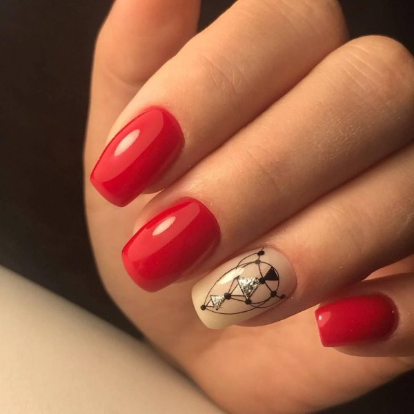 Яркие красные ногти супер красивые
