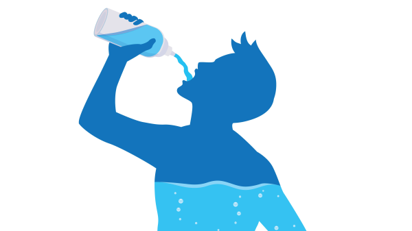 Человечек пьет воду