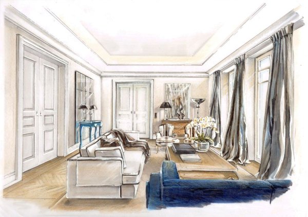 Уютный интерьер скетч