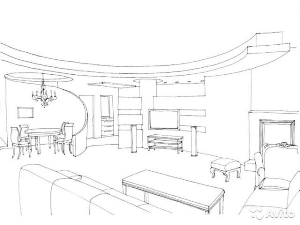 Набросок интерьера комнаты