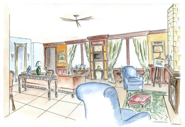 Интерьер карандашом