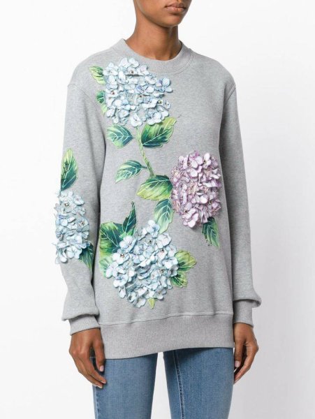 Свитшот с гортензиями Дольче Габбана
