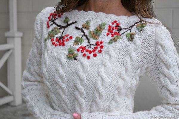 Вышивка на вязаных изделиях