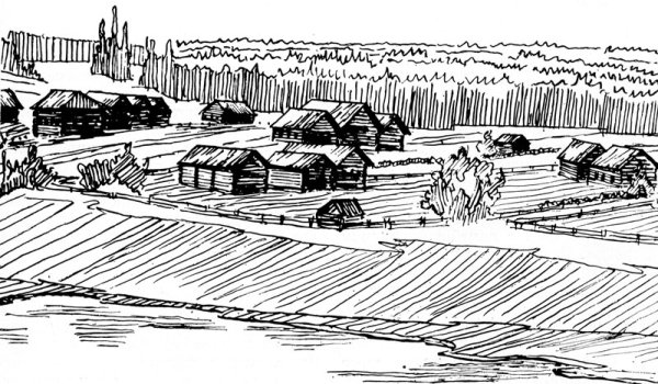 Панорама деревни Графика