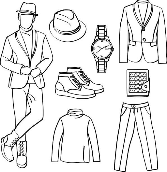 Мужская одежда раскраска