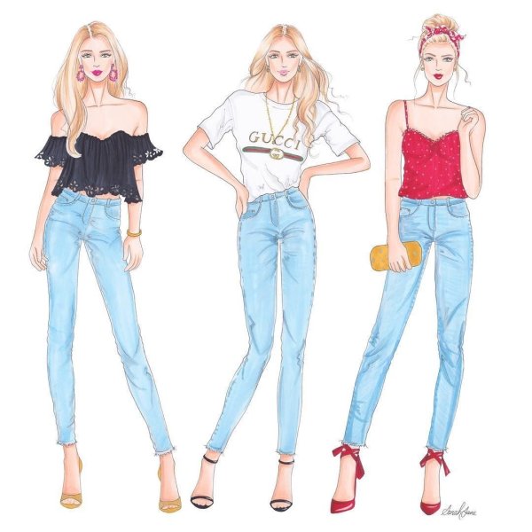 Эскиз повседневной одежды для девушек