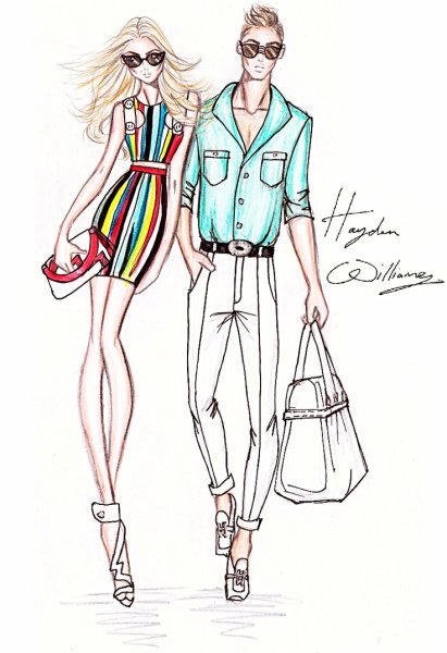 Нарисовать мужскую и женскую одежду