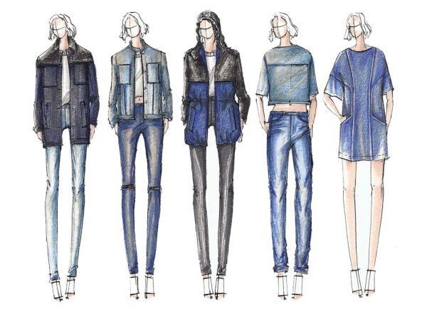 Эскиз джинсового стиля в одежде