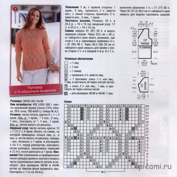 Схема вязания ажурного свитера спицами с описанием