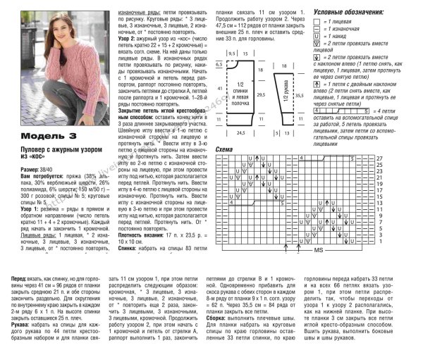 Пуловер спицами описание