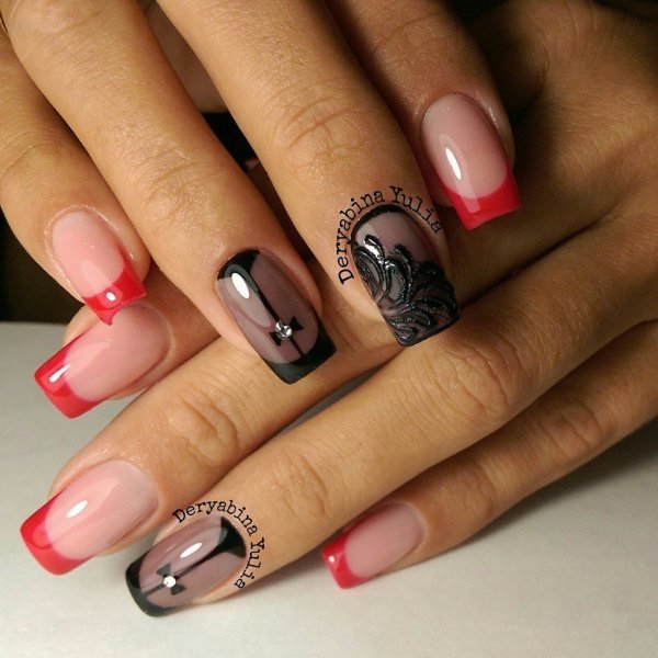 Маникюр красный френч