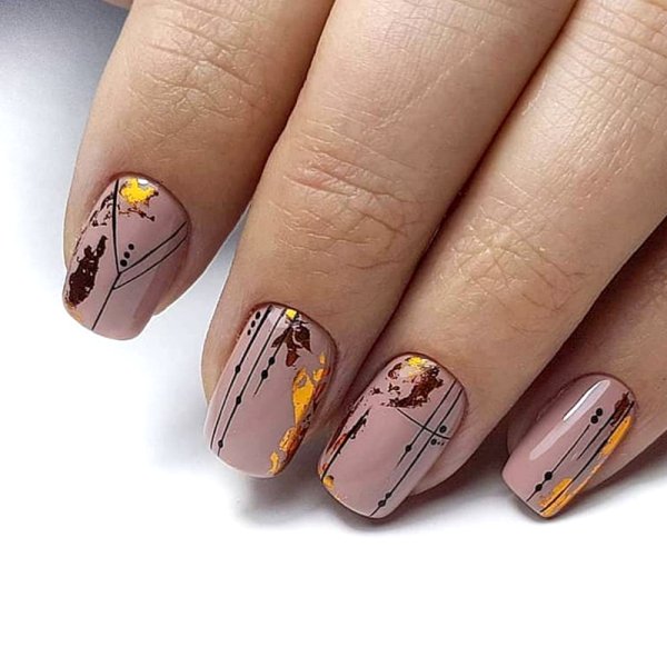 Осенний френч на ногтях