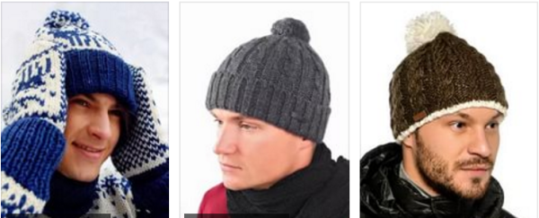 Мужские шапки спицами жаккардом