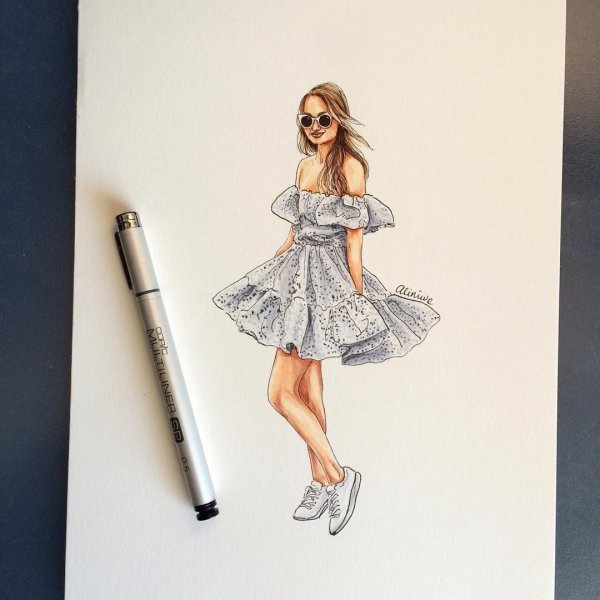Красивое платье для скетчбука