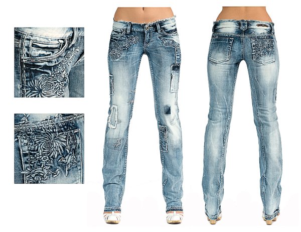 Джинсы с фактурой женские