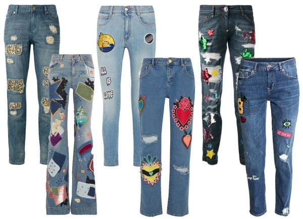 Цветная заплатка на джинсы