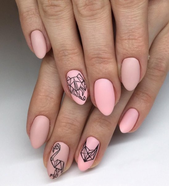 Маникюр розовый геометрия