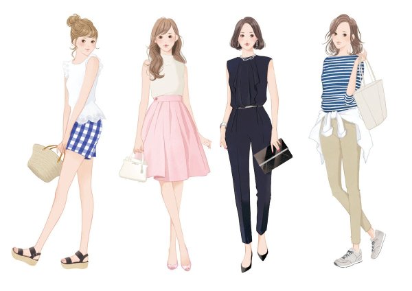 Эскиз повседневной одежды для девушек