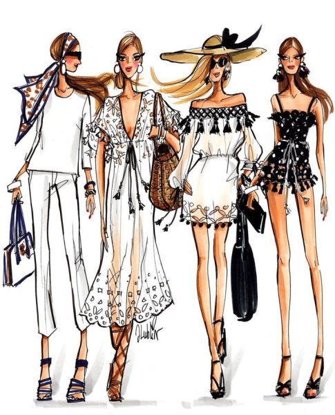 Зарисовки моделей одежды