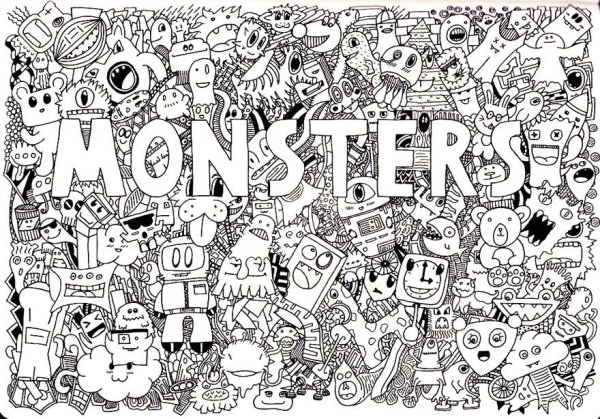 Стикербомбинг черно белый