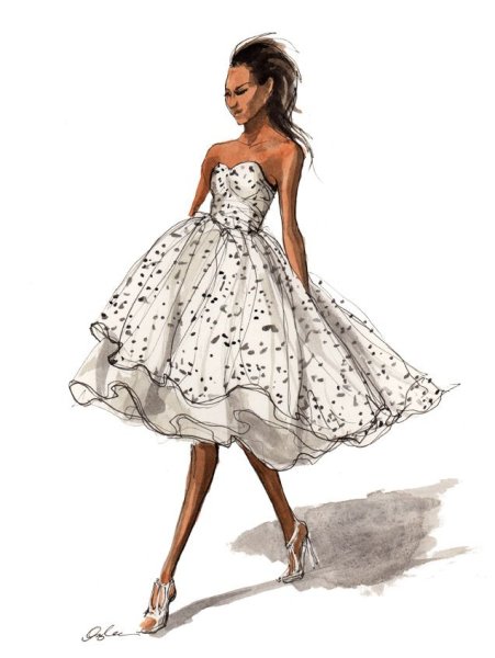 Нарисованные девушки в платьях