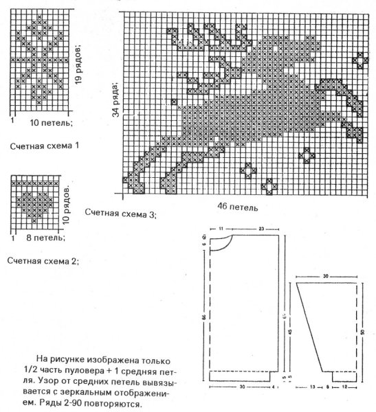 Жаккард схема раппорт 12 петель