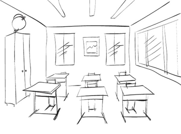 Школьный интерьер рисунки